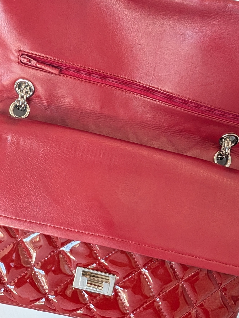 Chanel Red 2.55 Reissue Quilted Patent Leather Crossbody Flap Bag - Picture 12 of 16